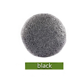Natural Round Shap Konjac Sponge Face Cleaning Sponge (Color: black)