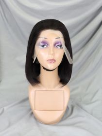 13x4 LACE WIG Human Hair Lace Front Bob Wigs Short Straight Style Transparent  Lace Raw Brazilian For Black Women (Option: Black-13x4 10Inch)